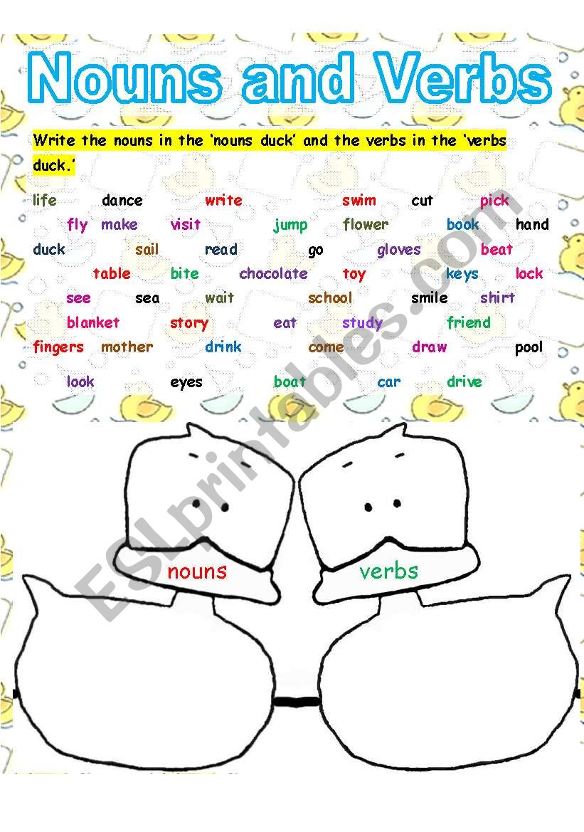 Nouns and Verbs worksheet