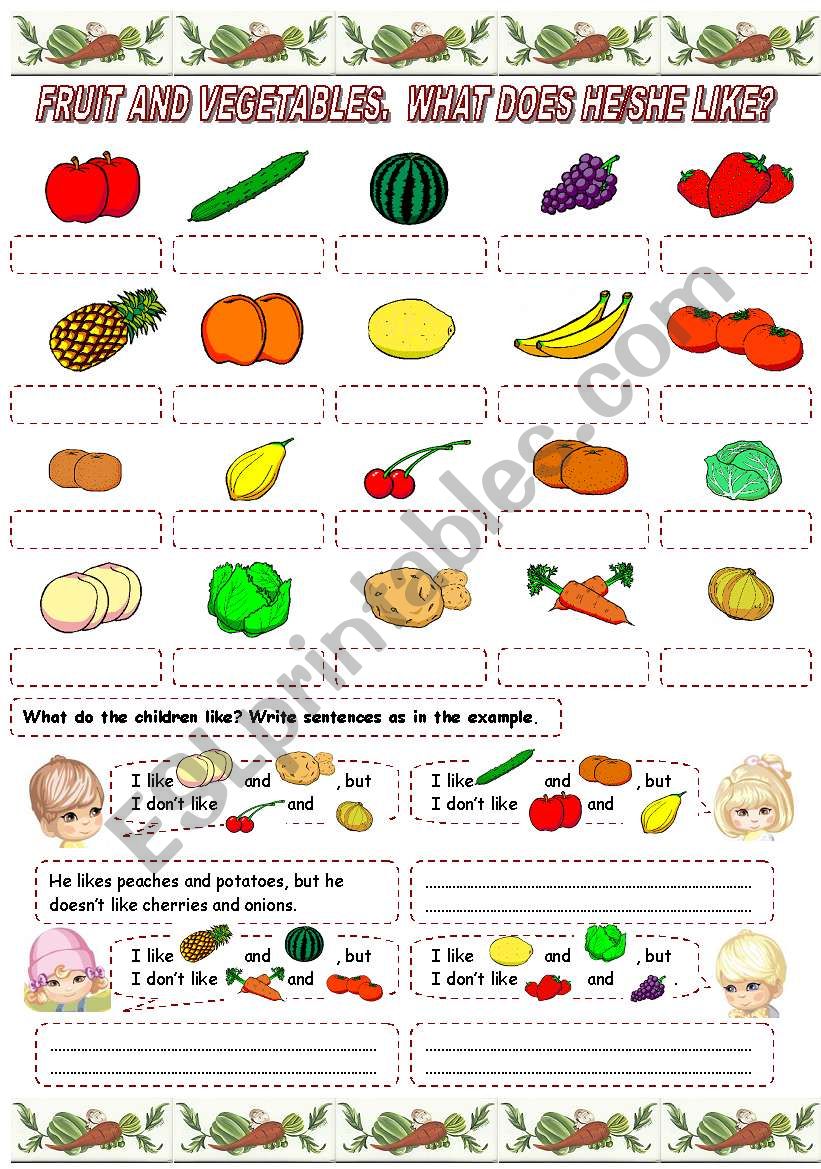 FRUIT AND VEGETABLES. WHAT DOES HE/SHE LIKE? (2)