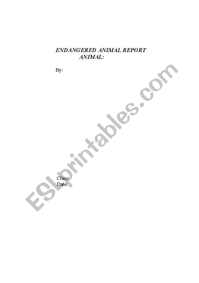 animal report worksheet