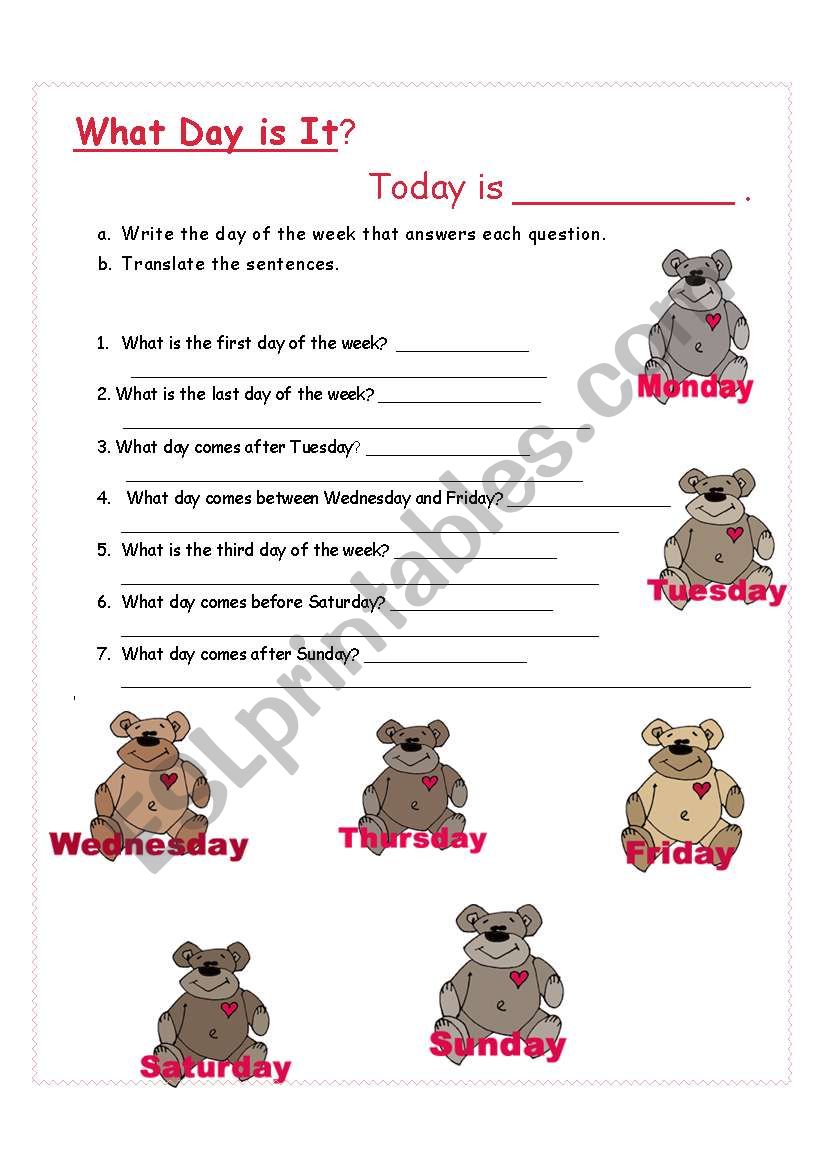 What day is it? worksheet