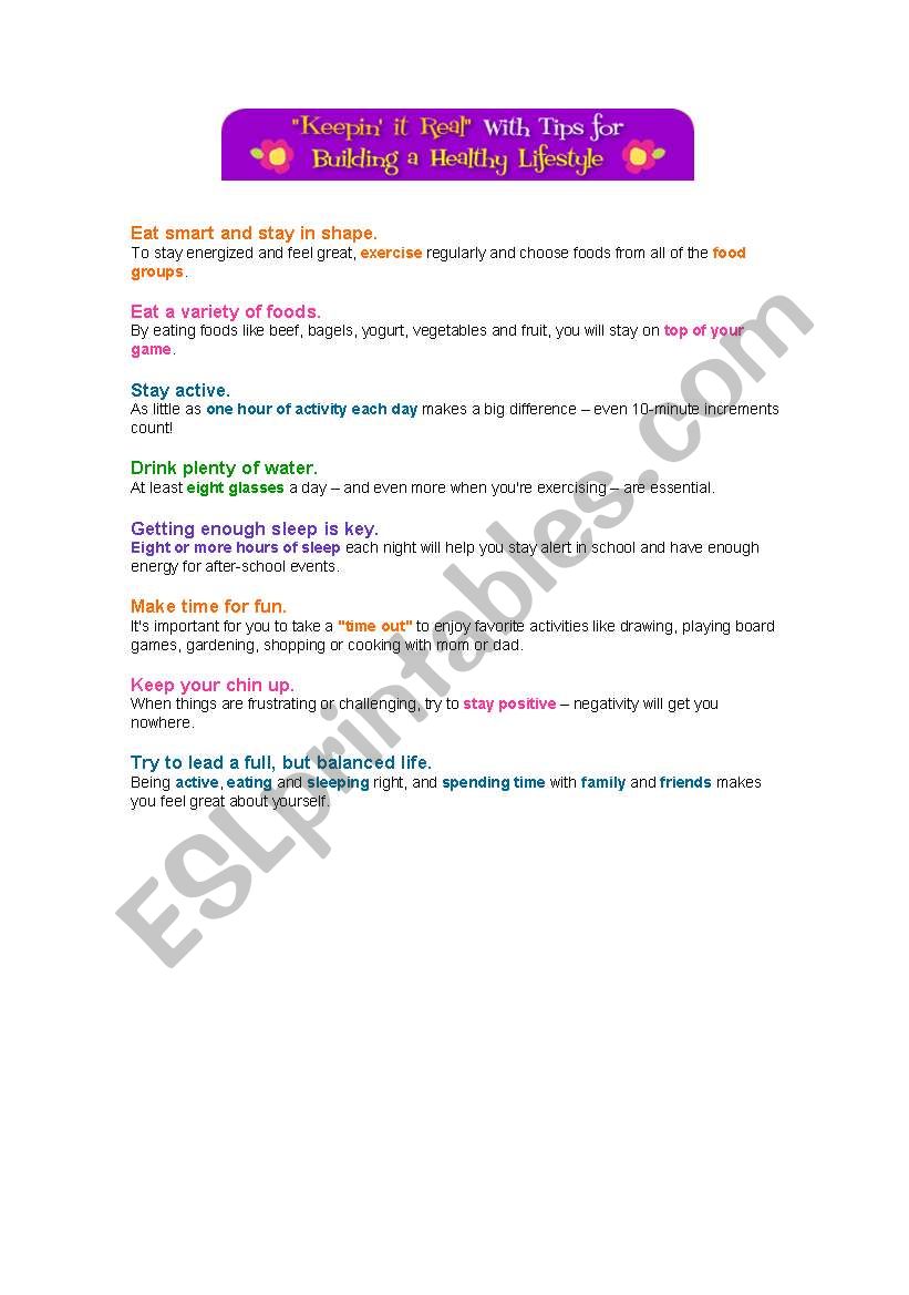 eat right worksheet