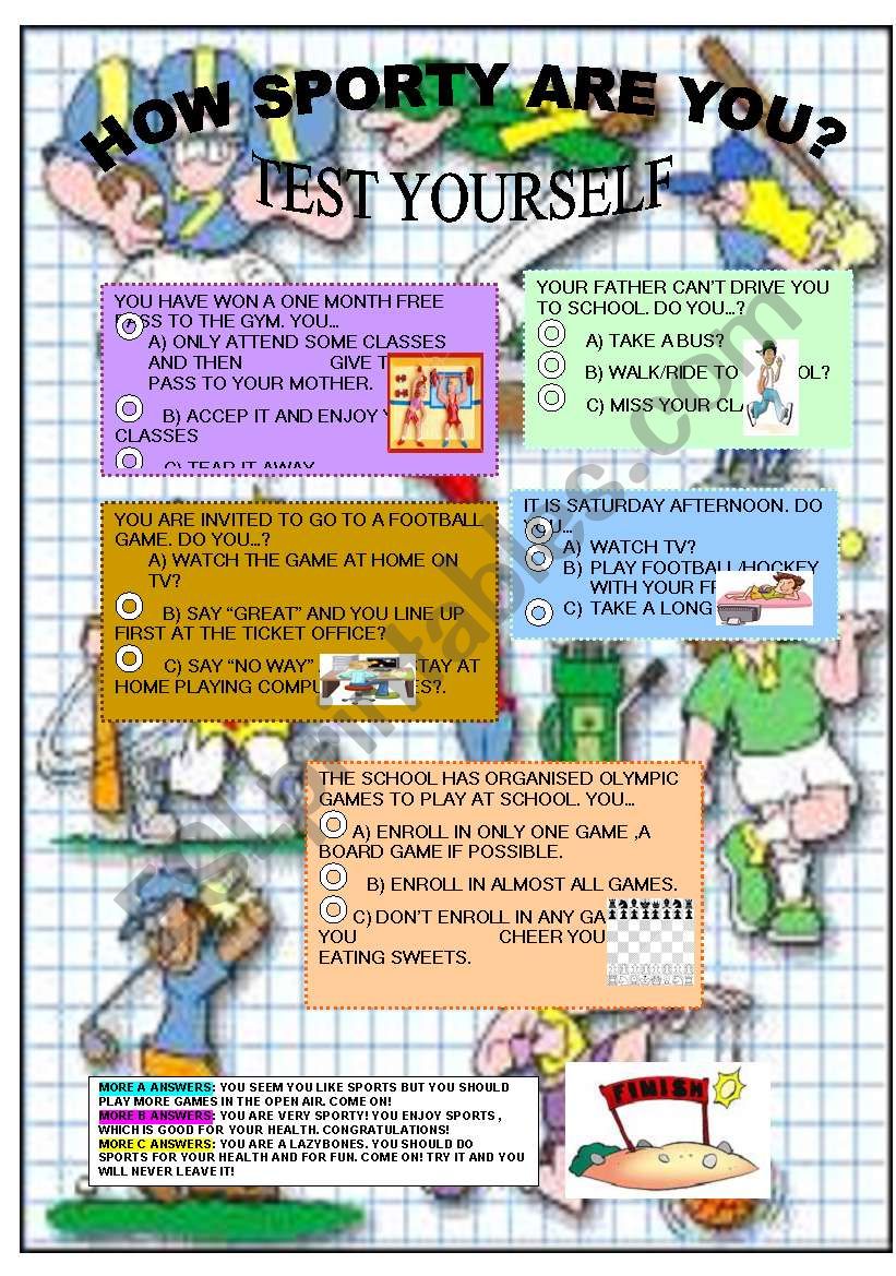 HOW SPORTY ARE YOU? worksheet