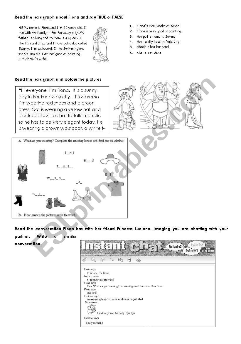 CLOTHES worksheet