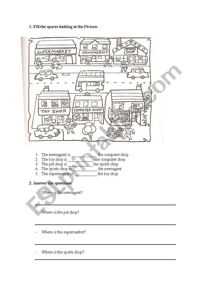 places in a town worksheet