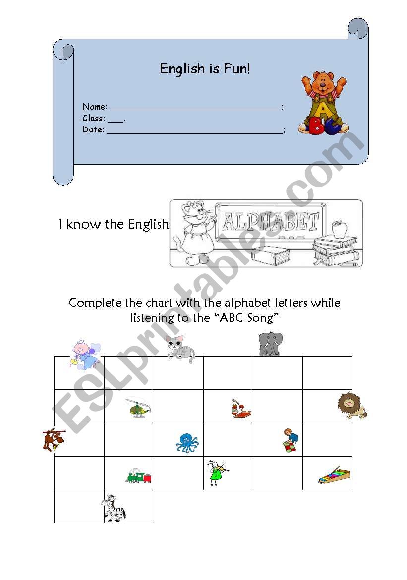 ABC Song Chart worksheet