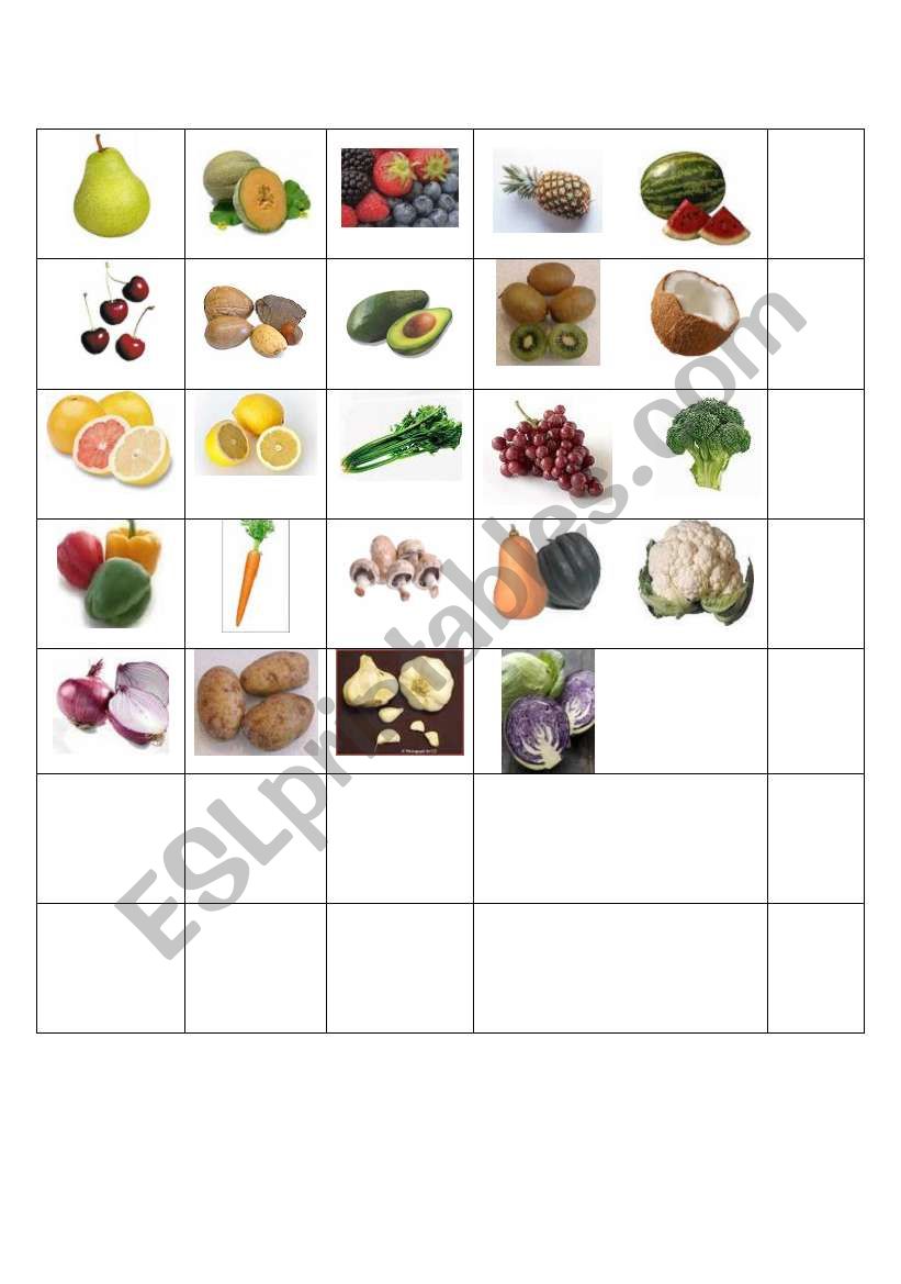 Fruits and Vegetables Memory Game