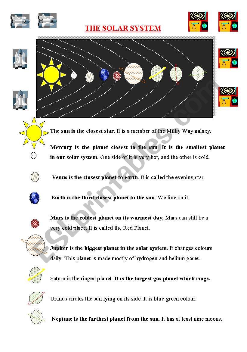 Superlative Form/The Universe worksheet