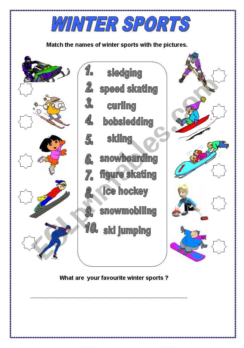 Winter sports worksheet