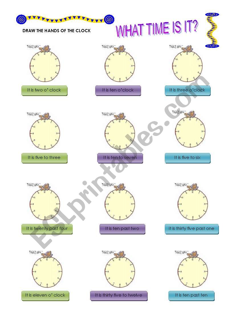 Telling the time worksheet