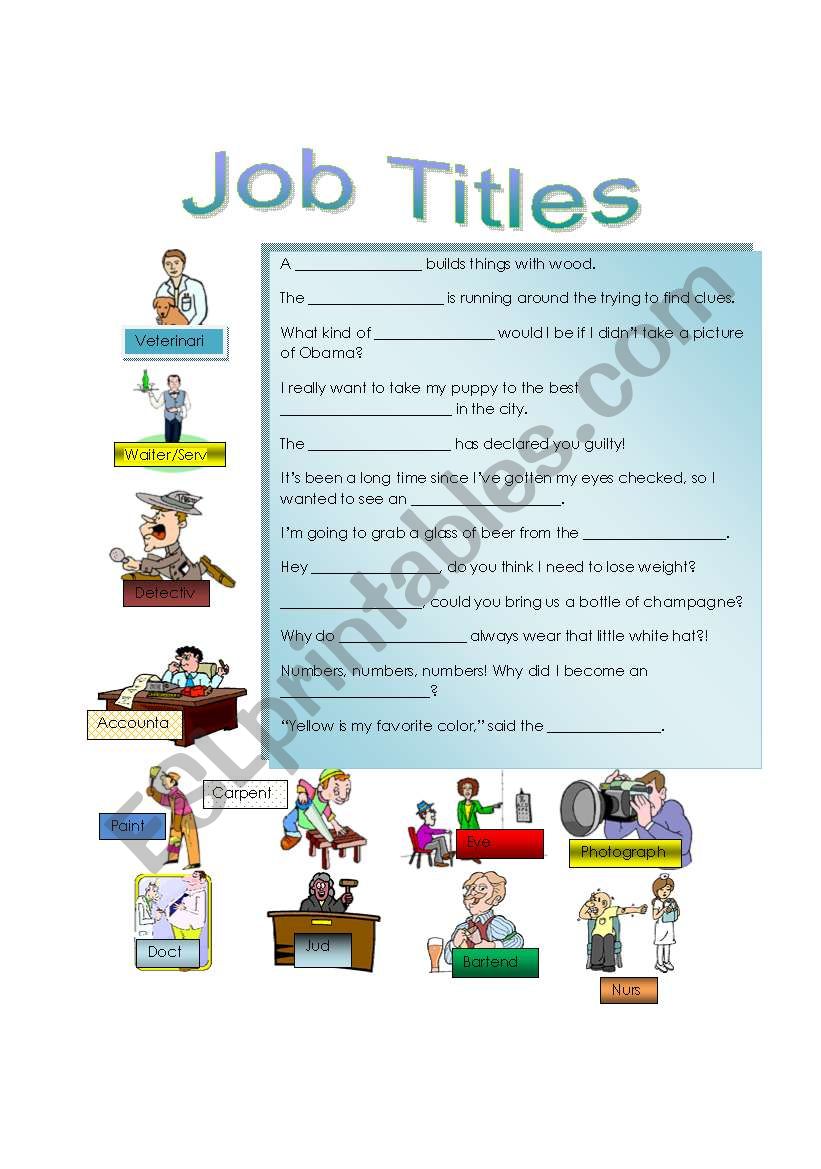 Job Titles worksheet
