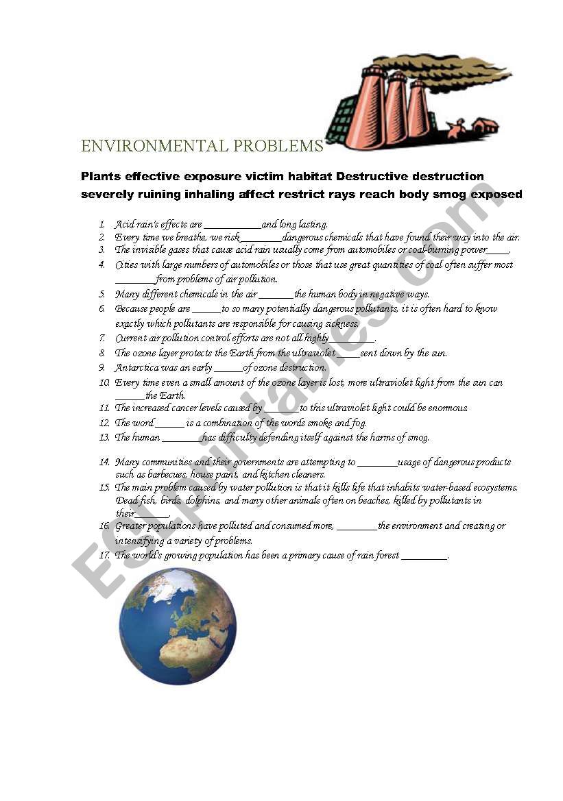 Environment protection worksheet