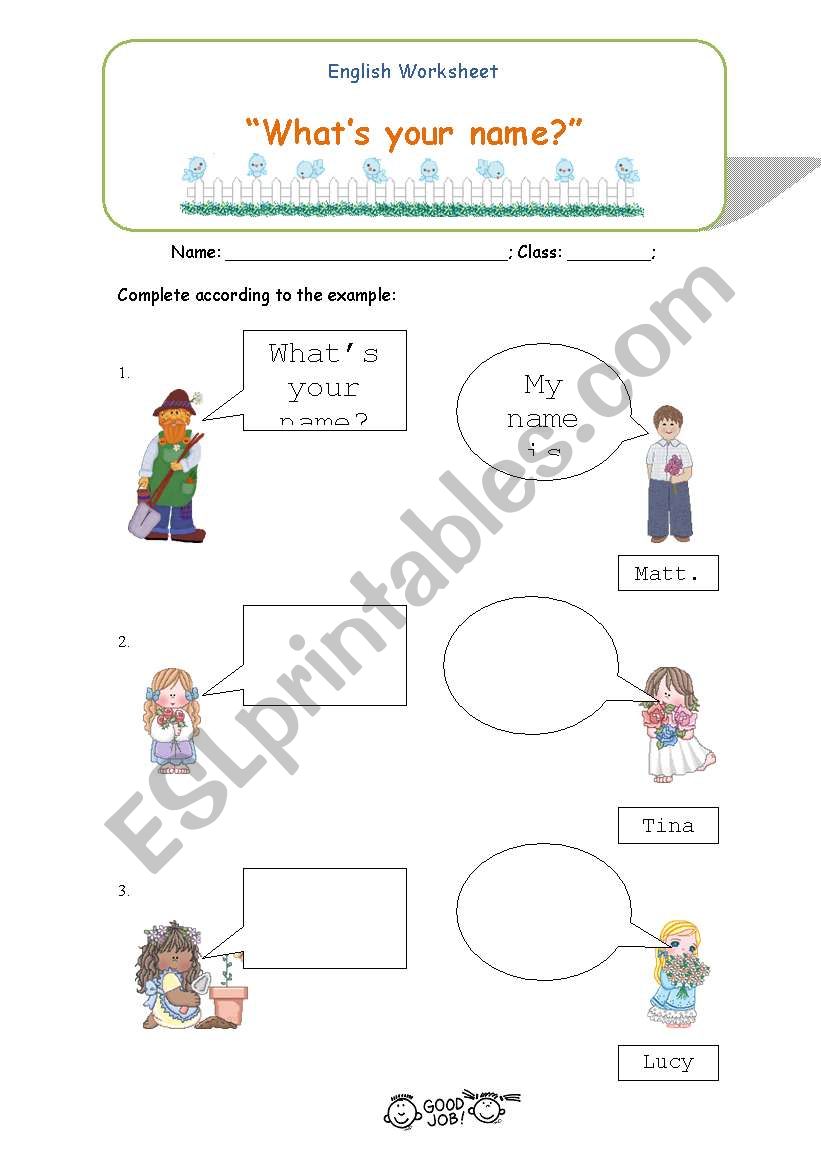 Whats your name? worksheet