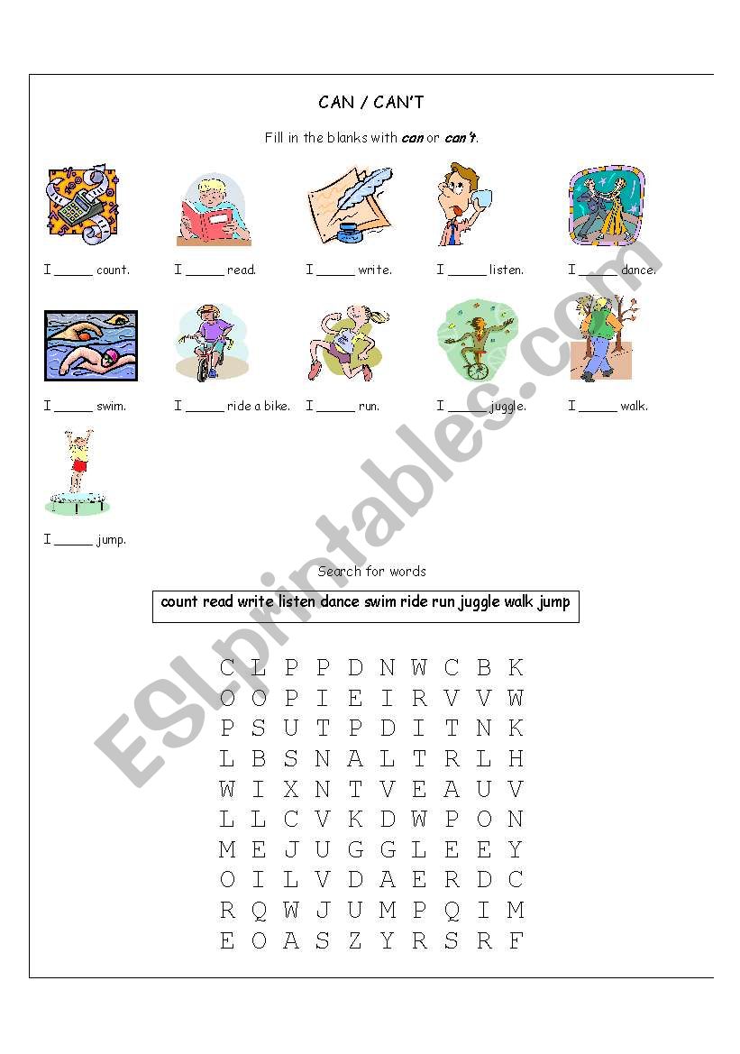 Can / Cant Elementary 2/2 worksheet