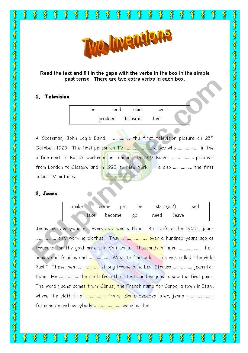 Two inventions - Simple Past Tense