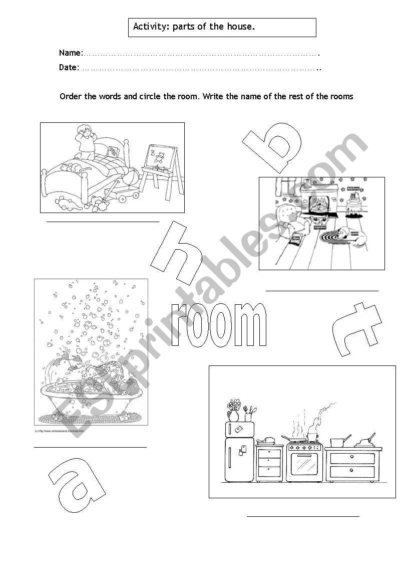 parts of the house worksheet