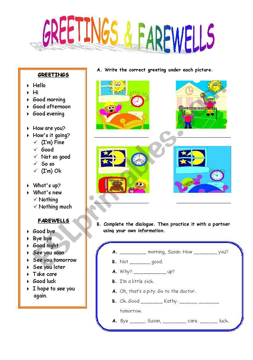 GREETINGS AND FAREWELLS worksheet