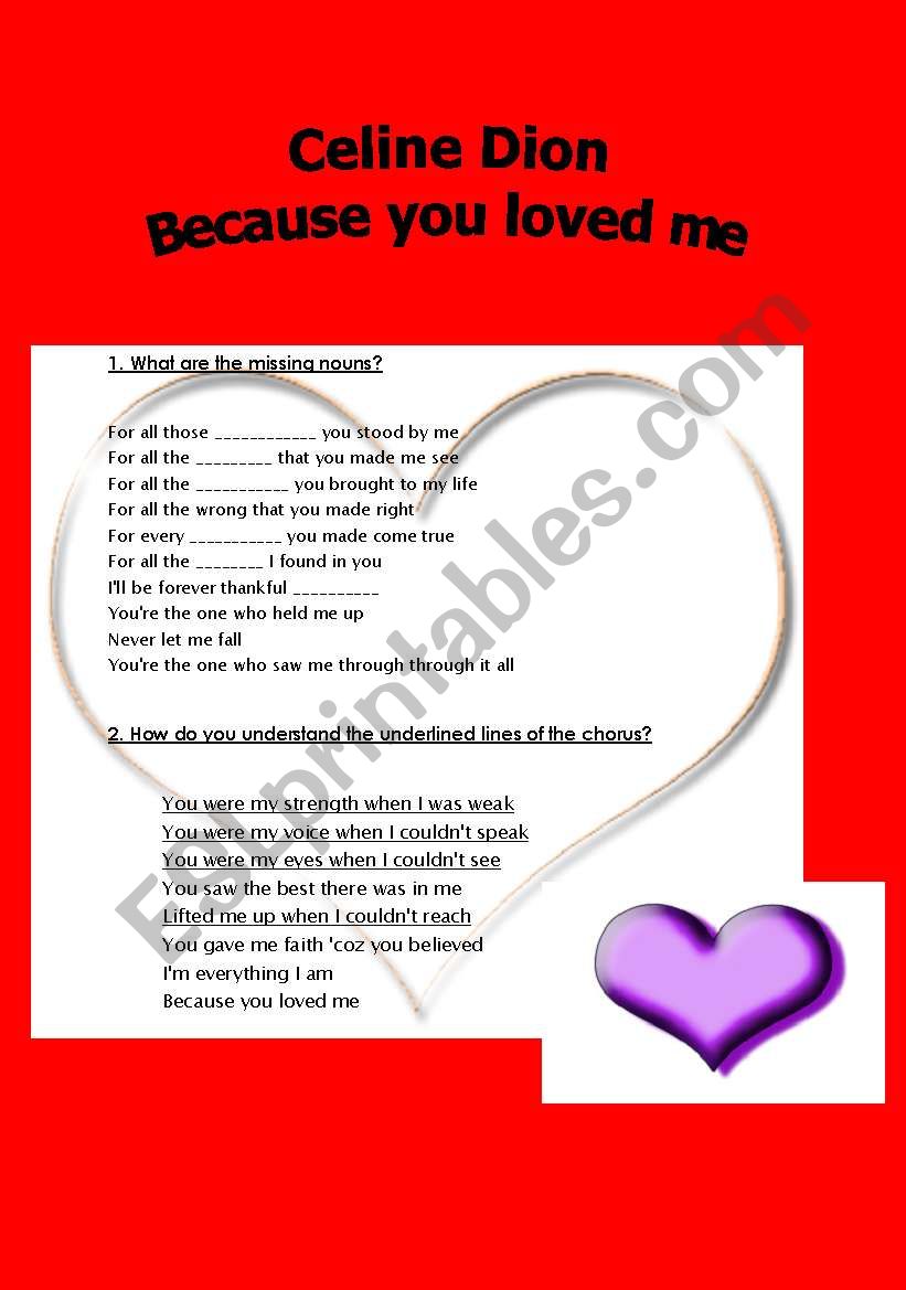 !!! Because you loved me - Celine Dion VALENTINES DAY !!! 2 pages