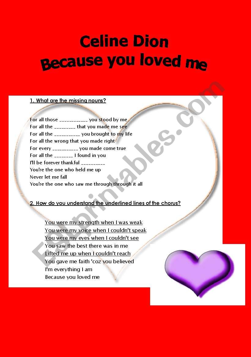 !!! Because you loved me - Celine Dion VALENTINES DAY !!! 2 pages