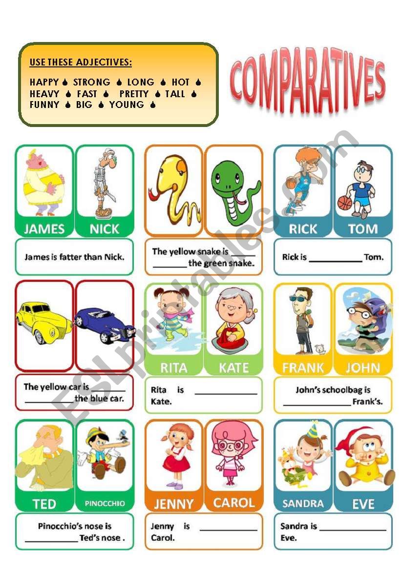 COMPARATIVES worksheet