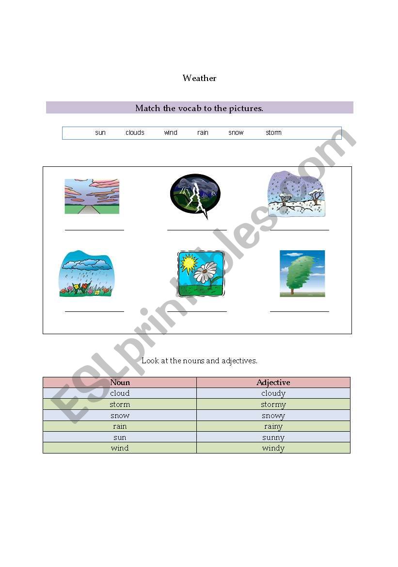 Weather - introduction worksheet