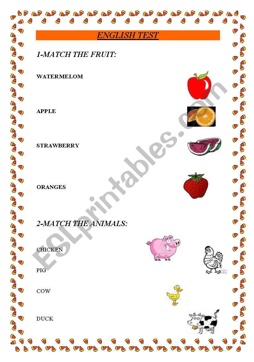 ENGLISH TEST FOR CHILDREN worksheet