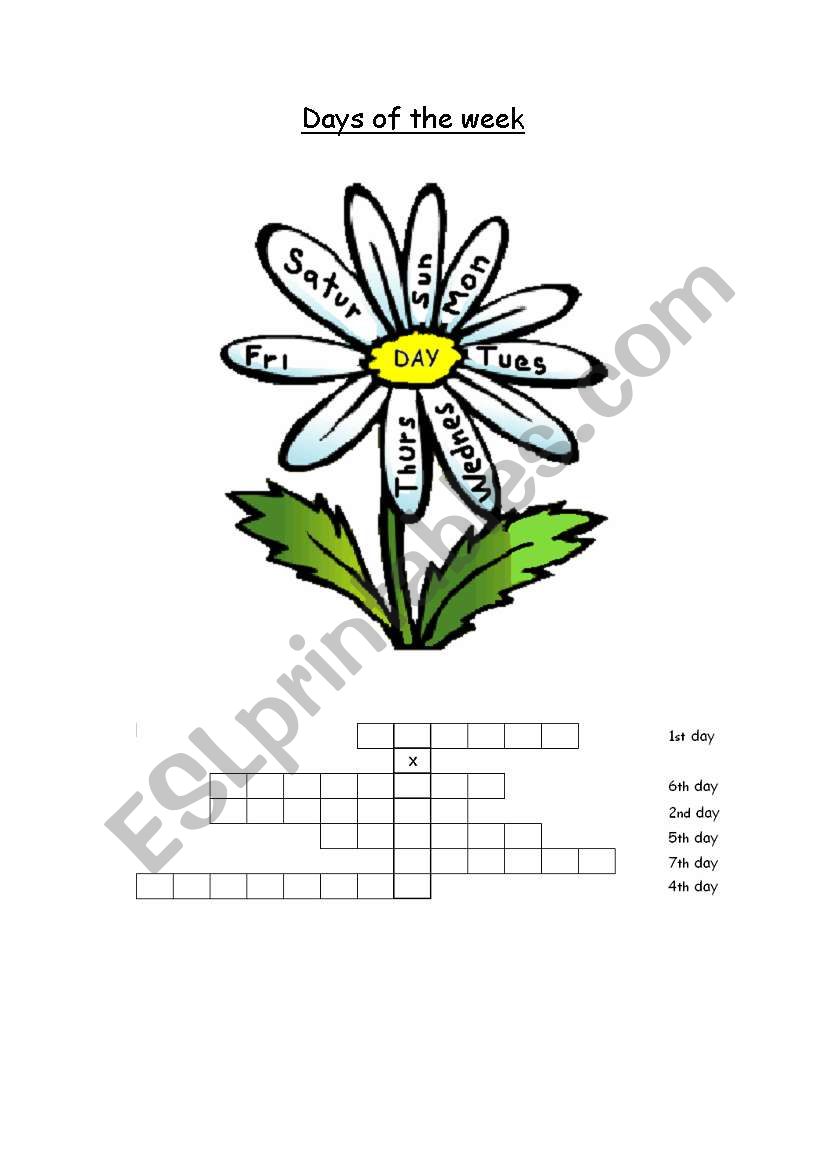 Days of the week worksheet