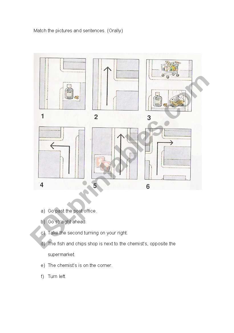 Giving directions worksheet