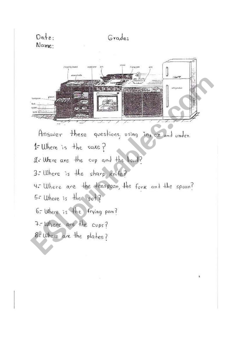 KITCHEN worksheet