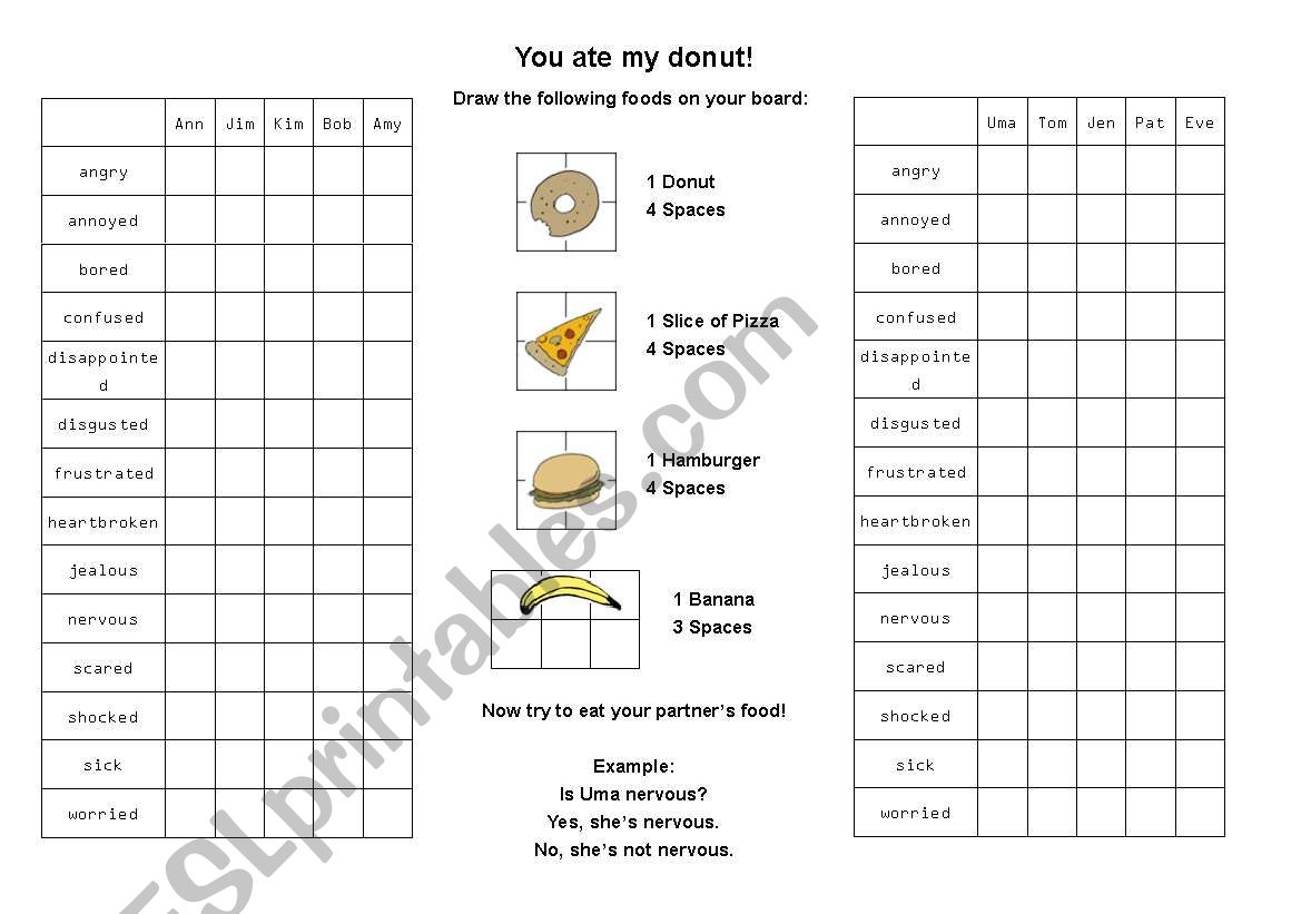 Feeling Adjectives - Jigsaw Task Based on Battleship Game