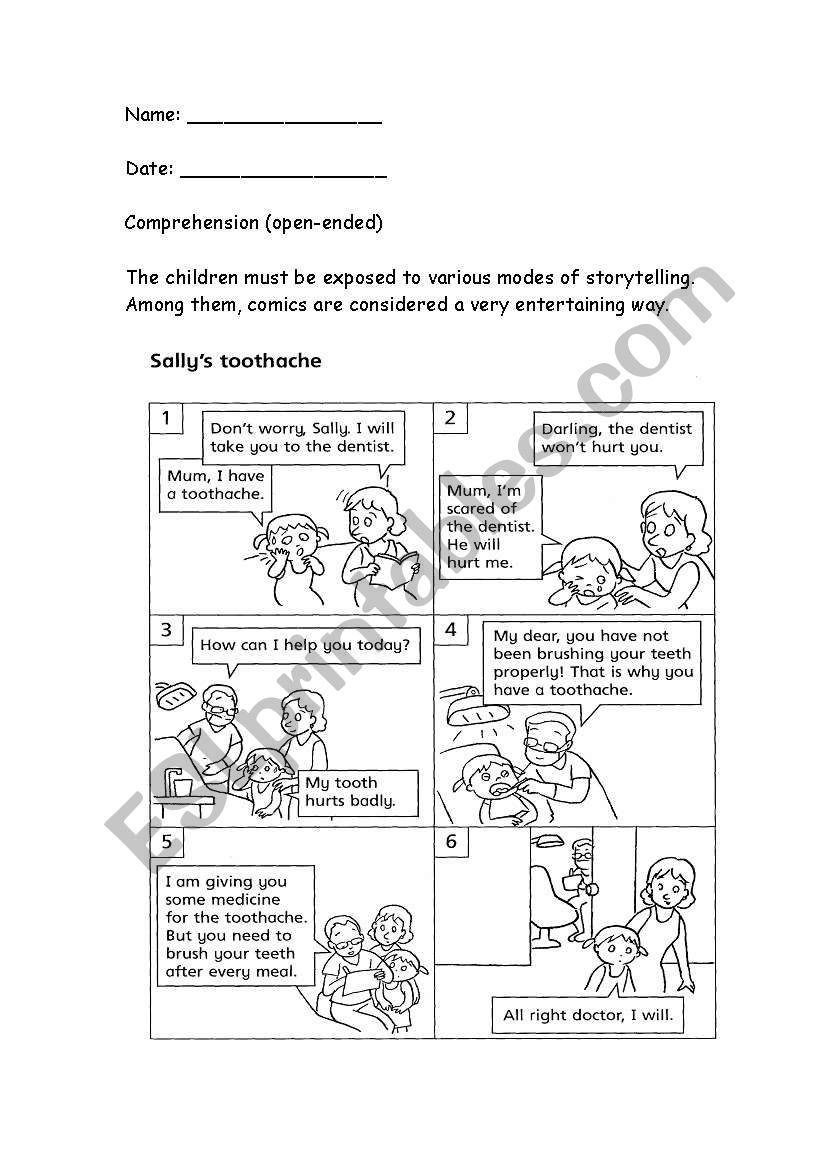 Comprehension (comic) worksheet