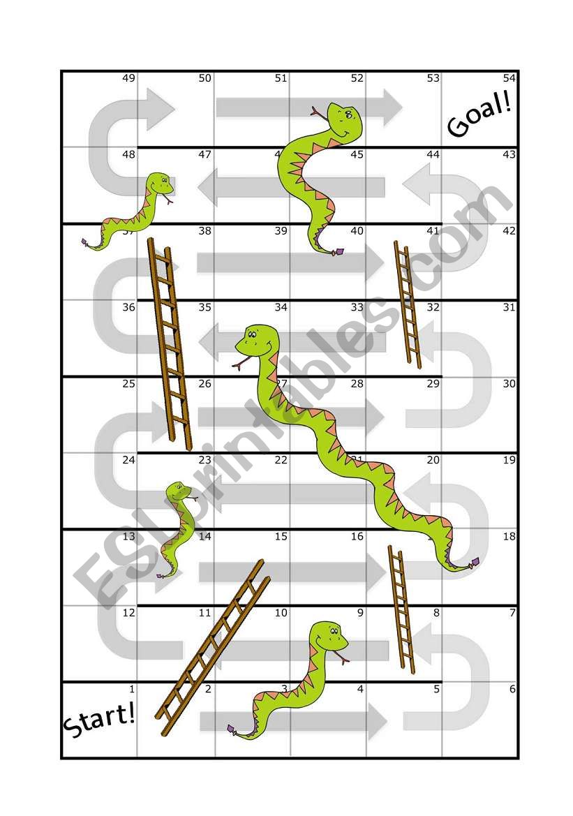 Snakes and ladders worksheet