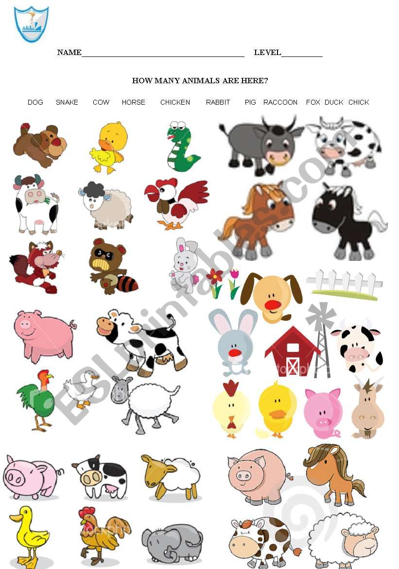 animals and numbers worksheet