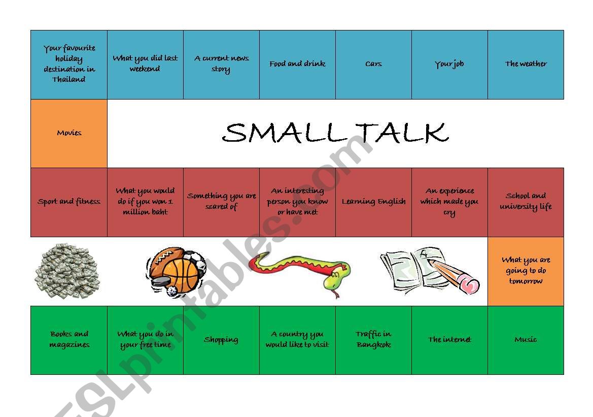 Small talk board game worksheet