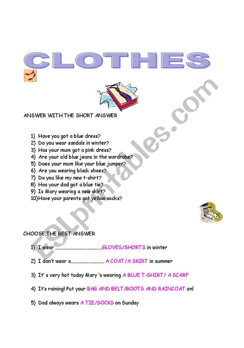 CLOTHES worksheet