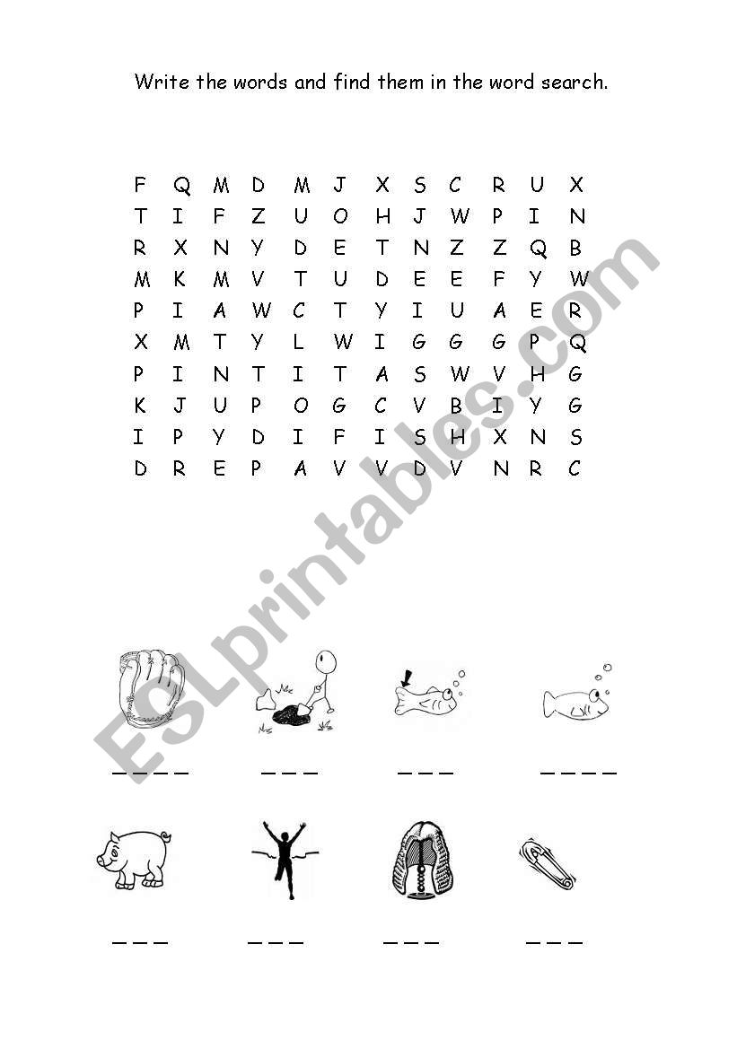 short i word search worksheet