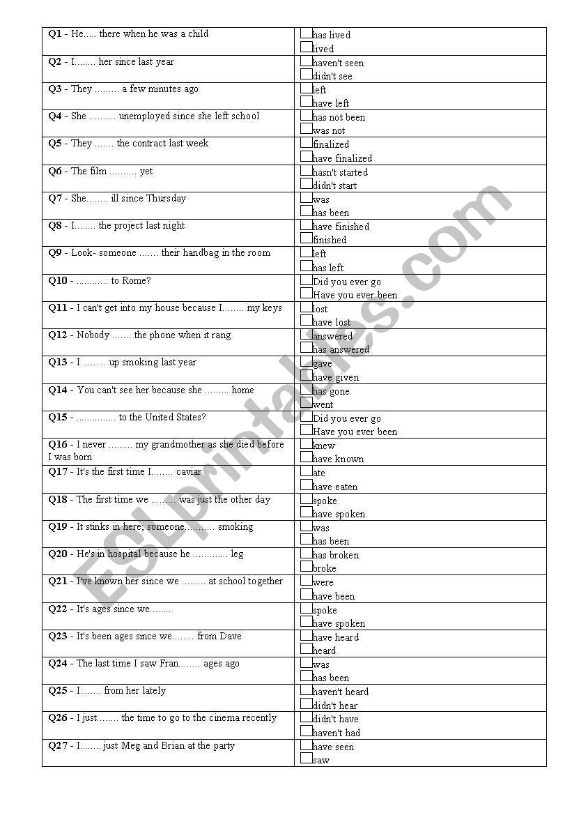 Present perfect or Past simple?