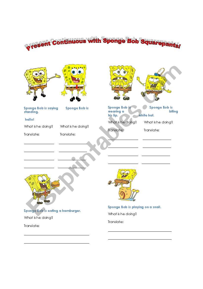 Present Continuous with Sponge Bob Squarepants!