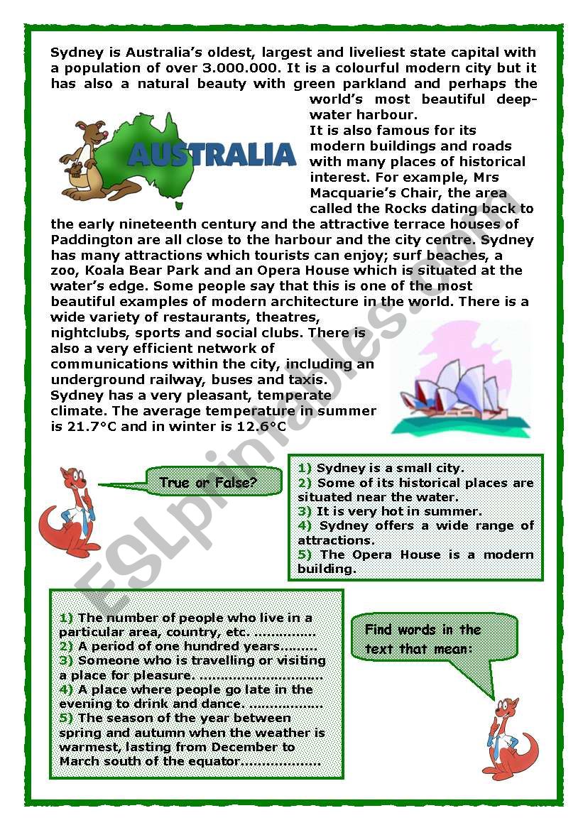 Australia worksheet