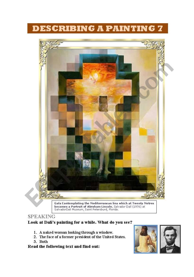 DESCRIBING A PAINTING 7 (DALÍ) SPEAKING AND READING. 2 PAGES +ANSWER