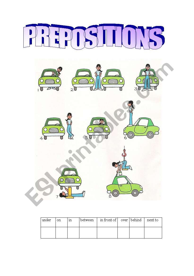 Prepositions of place worksheet