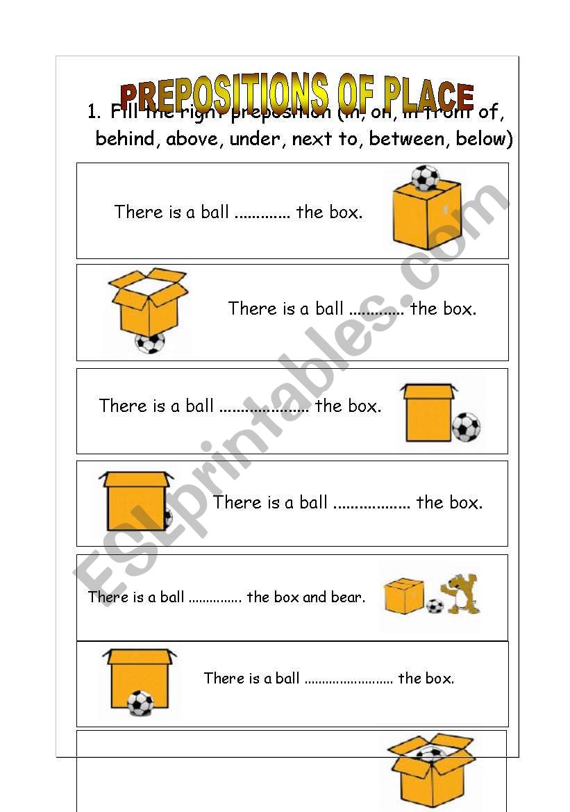 Prepositions of Place worksheet