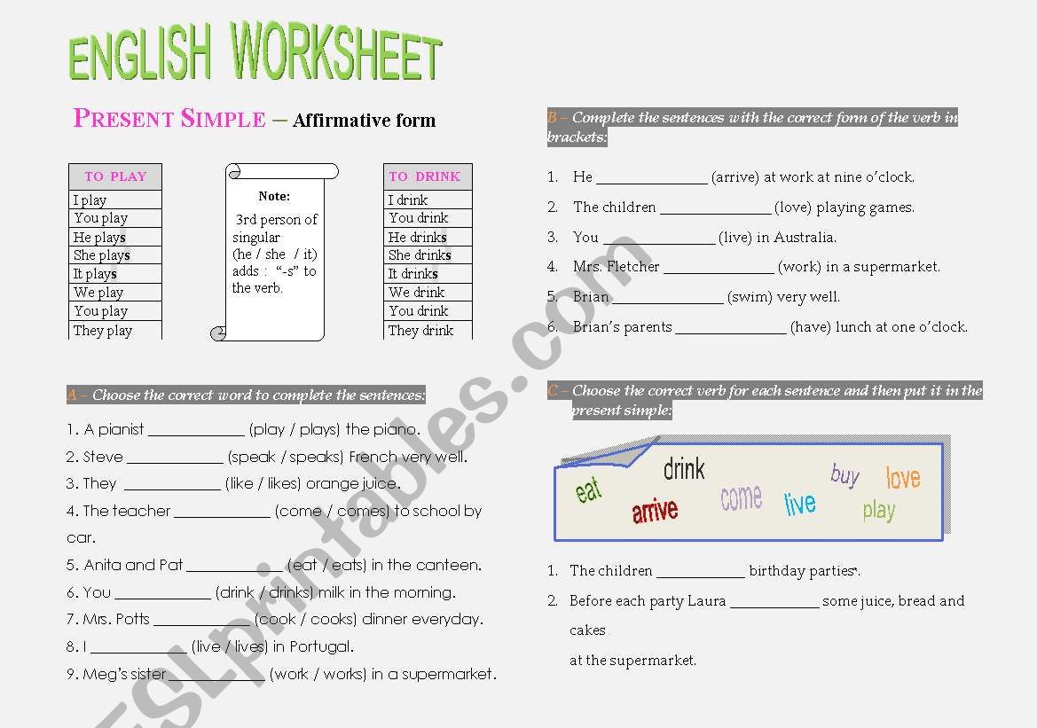 PRESENT SIMPLE worksheet