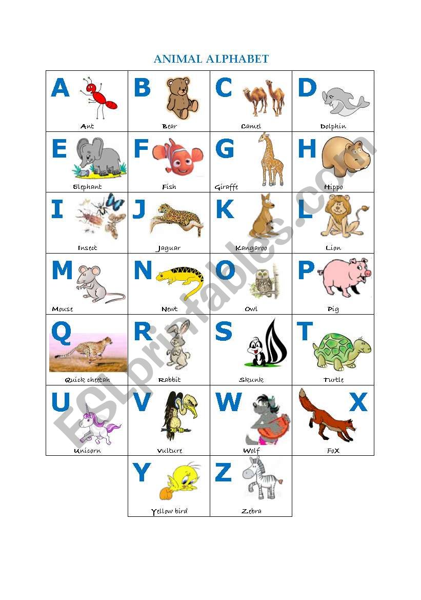 Animal Alphabet worksheet