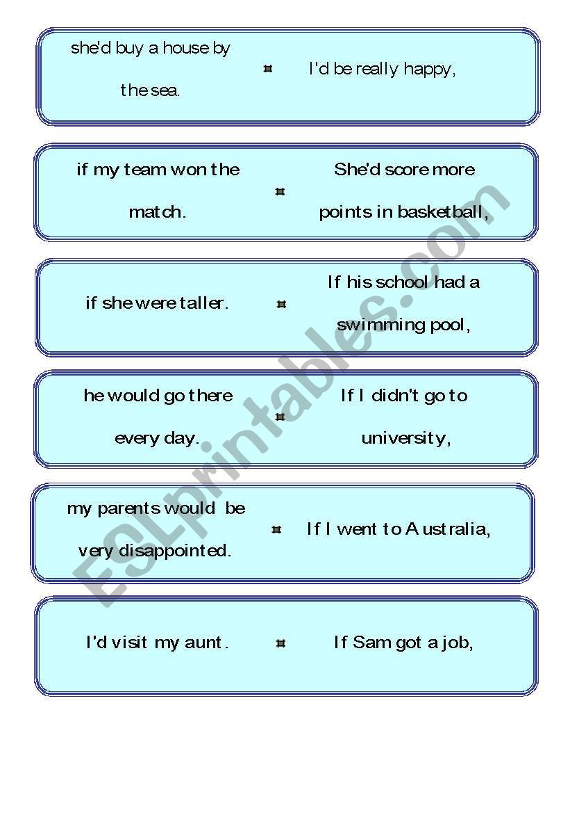 second conditional domino worksheet