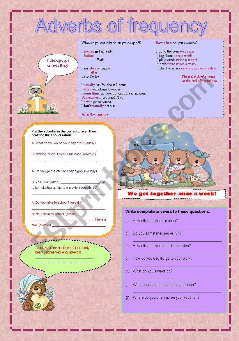 Adverbs of Frequency worksheet