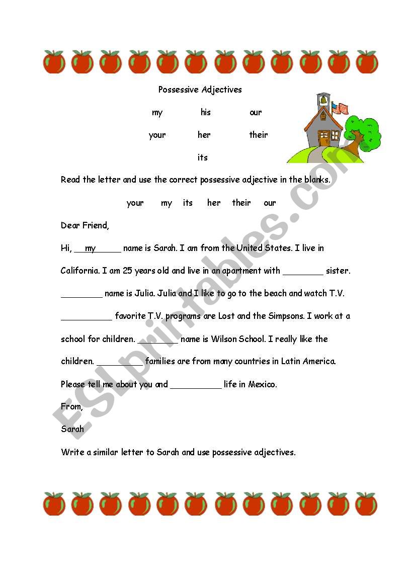 Possessive Adjectives worksheet