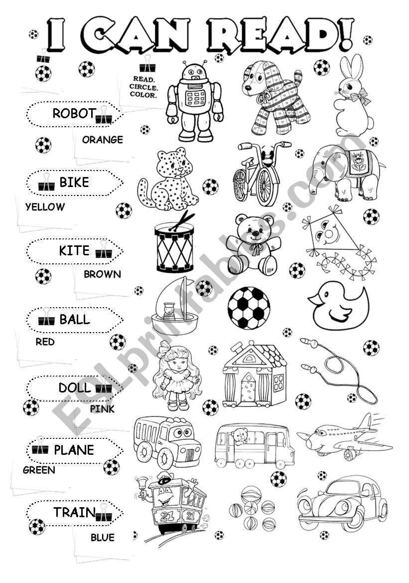 I can read (5/5) - toys worksheet