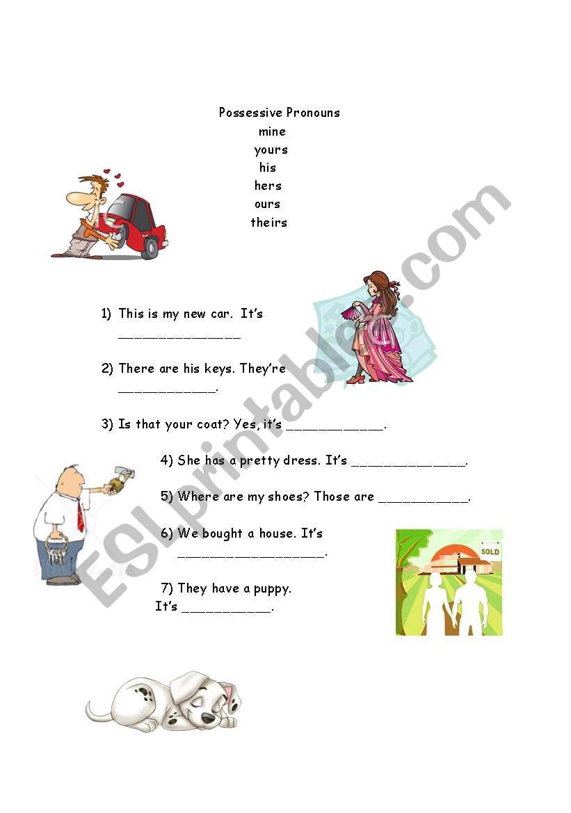 Possessive Pronouns worksheet