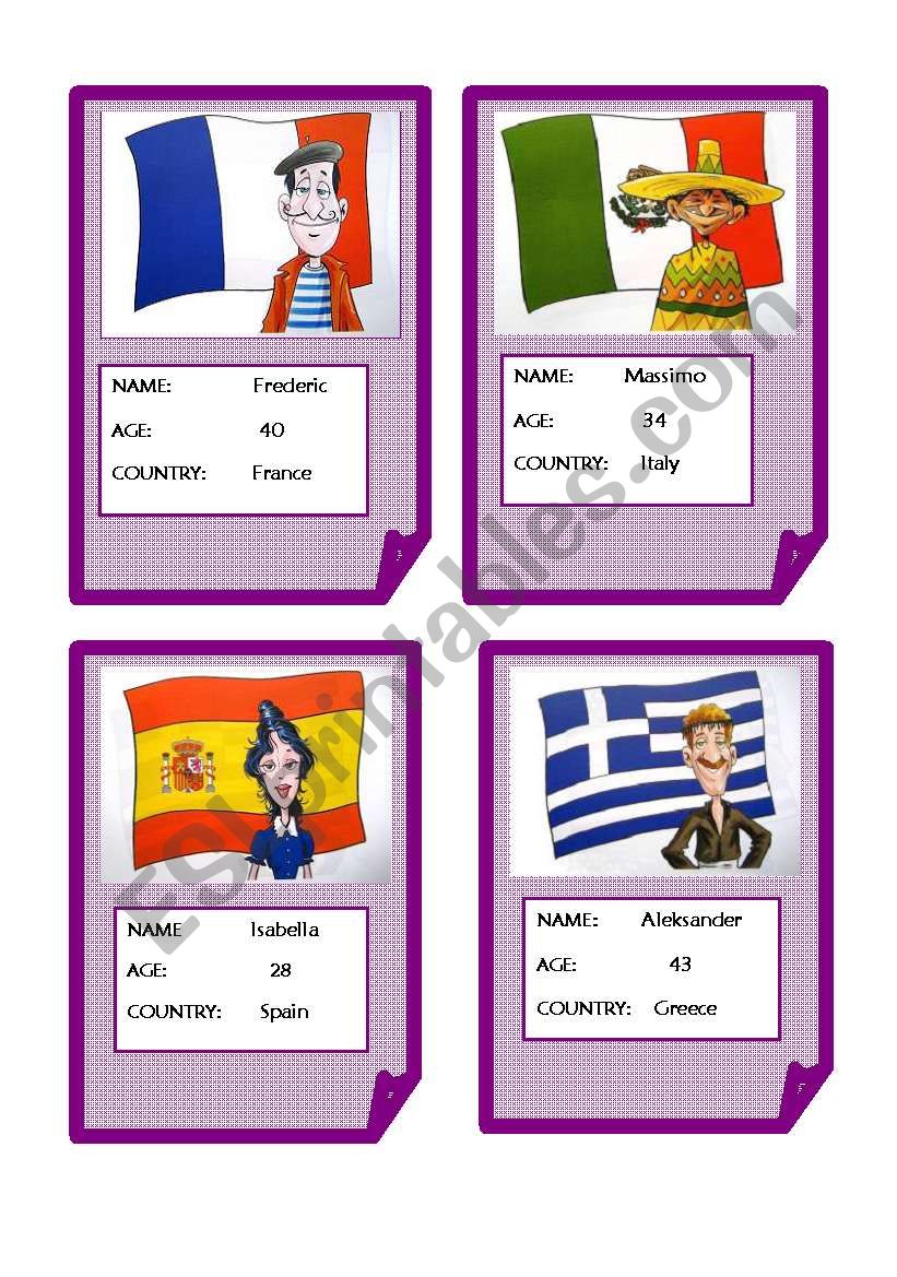 Country Cards_Part 1 worksheet