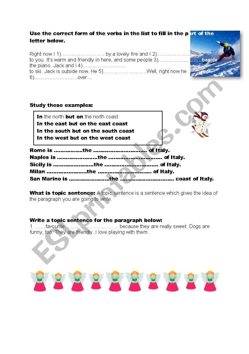 How to write a topic sentence and paragraphs - ESL worksheet by In Writing A Topic Sentence Worksheet
